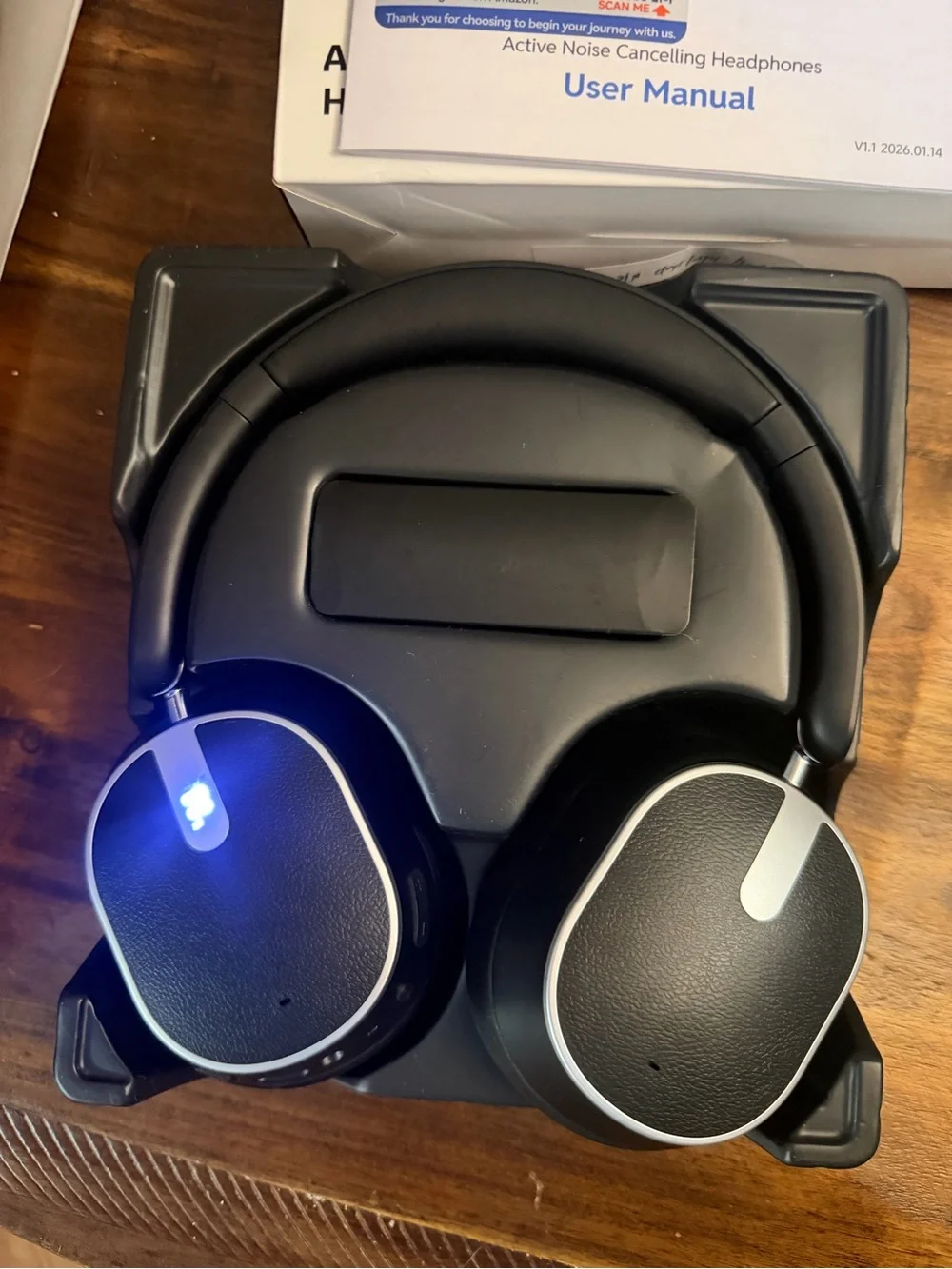H2 Active Noise Cancelling Headphones - Black w/ digital % screen